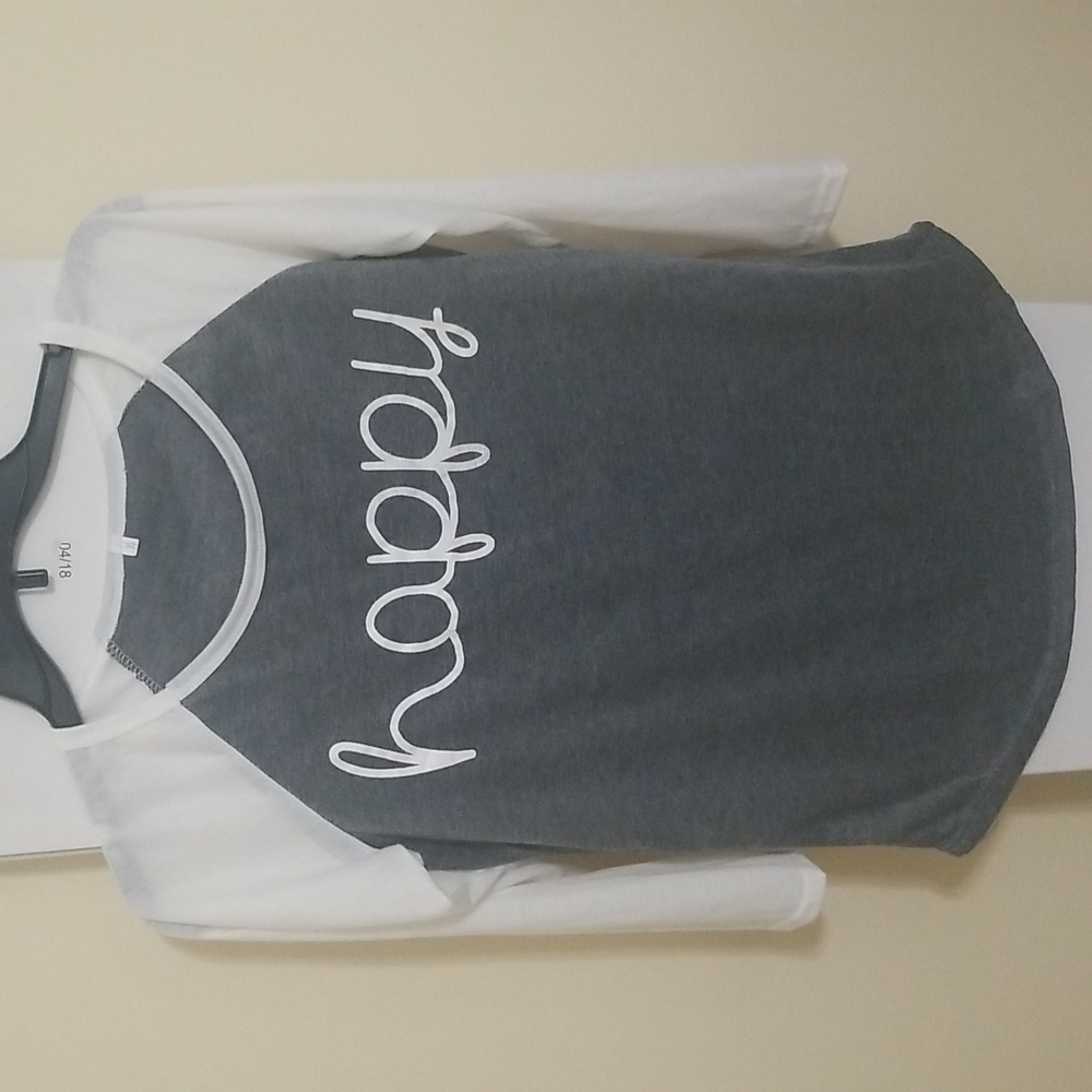Jersey Soft 3 Quarter Sleeve Happy Shirt